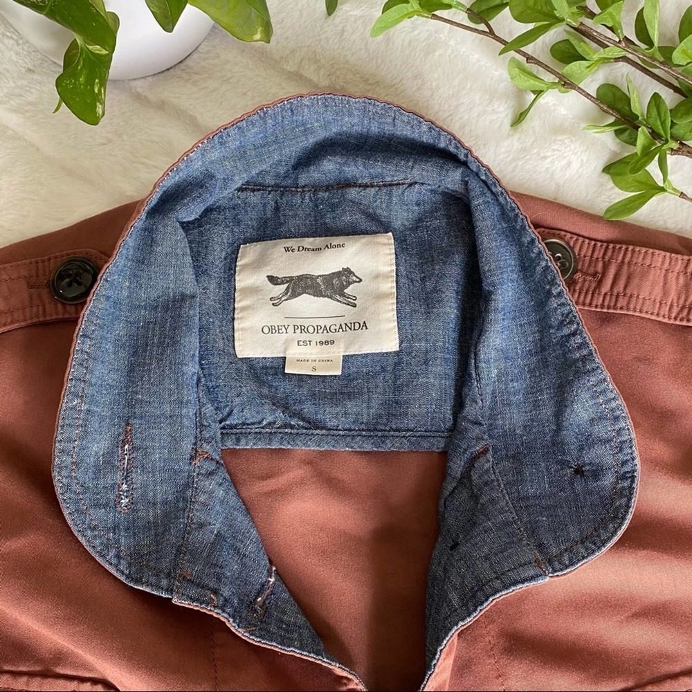 Obey Propaganda Rust Utility Button Up Jacket - image 2